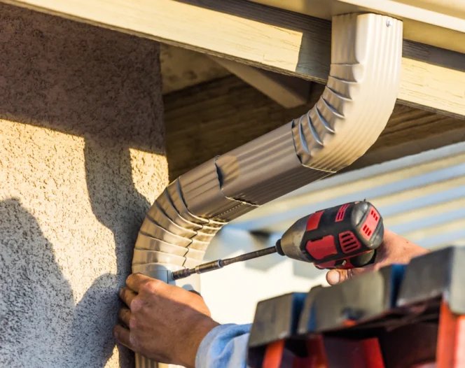 repairing gutter using drill